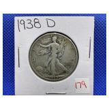 1938-D WALKING LIBERTY HALF DOLLAR