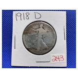 1918-D WALKING LIBERTY HALF DOLLAR