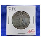 1918 WALKING LIBERTY HALF DOLLAR
