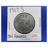 1917-S WALKING LIBERTY HALF DOLLAR - ON REVERSE