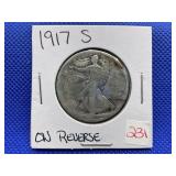 1917-S WALKING LIBERTY HALF DOLLAR - ON REVERSE