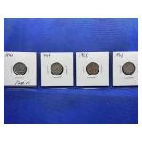 LOT OF 4 CANADIAN SILVER DIMES 1940, 1949, 1955 &