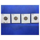 LOT OF 4 CANADIAN SILVER DIMES 1953, 1955, 1956 &