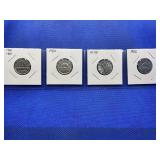 LOT OF 4 CANADIAN NICKELS 1945, 1950, 1951 & 1952