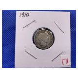 1910 BARBER DIME