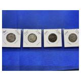 LOT OF 4 SILVER CANADIAN QUARTERS 1950, 1957, 1958