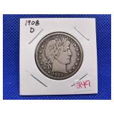 1908D BARBER HALF DOLLAR