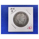 1914S BARBER HALF DOLLAR