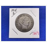 1915S BARBER HALF DOLLAR