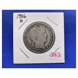 1906D BARBER HALF DOLLAR