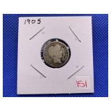 1905 BARBER DIME