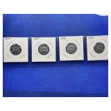 LOT OF 4 CANADIAN NICKELS 1952, 1953, 1954 & 1957
