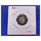 1901 BARBER DIME
