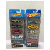 2 packs OF 5 HOT WHEELS CARS IN FACTORY SEALED