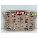 Heddon famous lures metal embossed thermometer