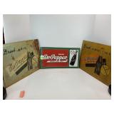 Lot of 3 tin tacker Dr. Pepper signs -16' x 8 1/2'