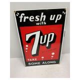 7UP Heavy Porcelain Sign - 13 1/4' x 9'