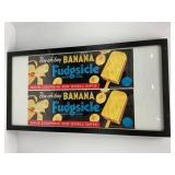 2 Original Fudgsicle framed advertising lithos -