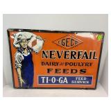 Neverfail dairy and poultry feeds metal embossed