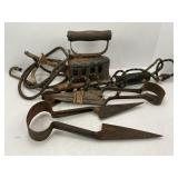 LOT OF VINTAGE SHEEP SHEARS HOT IRON AND