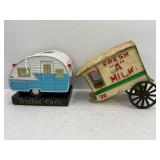 Milk cast iron Wagon and Trailer Cash Bank -