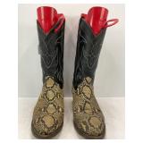 MENS SNAKESKIN BLACK LEATHER COWBOY BOOTS
