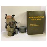 U.S. military 1952 gas mask in original tin