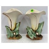 MCCOY PAIR OF MATCHING LILY BUD VASES - 8' TALL