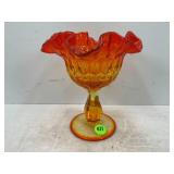 FENTON RUBY RED GLASS HOBNAIL AMBERINA PEDESTAL