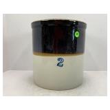 2 GALLON PRIMITIVE STONEWARE CROCK
