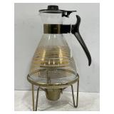 VINTAGE PYREX 12 CUP CARAFE HANDLE WARMING GOLD