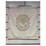 HAND STITCHED EMBROIDERED QUILT 102" X 97"