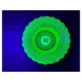 URANIUM GLASS SMALL BOWL OR SALT - GREAT GLOWER -