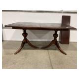 DUNCAN PHYFE STYLE ANTIQUE OAK TABLE WITH LEAF -4