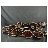 45+ PIECES OF PFALTZGRAFF BROWN DRIP GLAZE