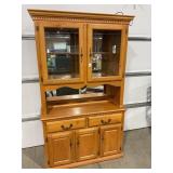 GLASS FRONT TWO PIECE STEPBACK LIGHTED CHINA HUTCH