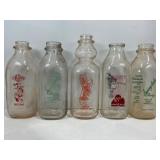 FLAT OF 5  1 QUART MILK BOTTLES - SUNNYDALE DAIRY,