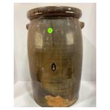 5 GALLON? PRIMITIVE STONEWARE CROCK BUTTER CHURN
