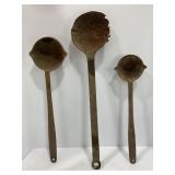 LOT OF 3 CAST IRON LADELS - LARGEST 23" LONG