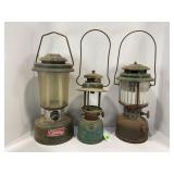 LOT OF 3 COLEMAN LANTERNS - FOR PARTS OR REPAIR