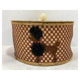 VINTAGE WICKER POODLE SEWING CONTAINER - 11" ROUND