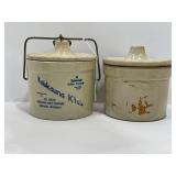 KAUKAUNA KLUB PRIMITIVE STONEWARE BUTTER CROCK