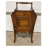 COPPER LINED SMOKING STAND W/ DRAWER & MAGAZINE