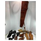 LARGE LOT OF PISTOL SIDE HOLSTERS - LEATHER, NYLON