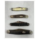 LOT OF 4 FOLDING POCKET KNIVES - THE IDEAL USA