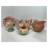 LOT OF 5 HULL POTTERY VASES, PITCHERS & ROSE BOWLS