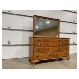 ETHAN ALLEN 11 DRAWER DRESSER W/ MIRROR -