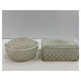 ANCHOR HOCKING MOONSTONE OPALESCENT HOBNAIL LIDDED