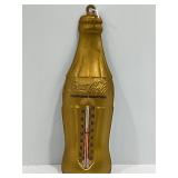 COCA-COLA GOLD BOTTLE METAL THERMOMETER - 7 3/4" L