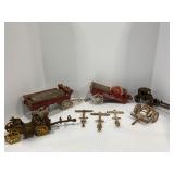 LARGE LOT OF CAST IRON HORSE DRAWN WAGON - COCA